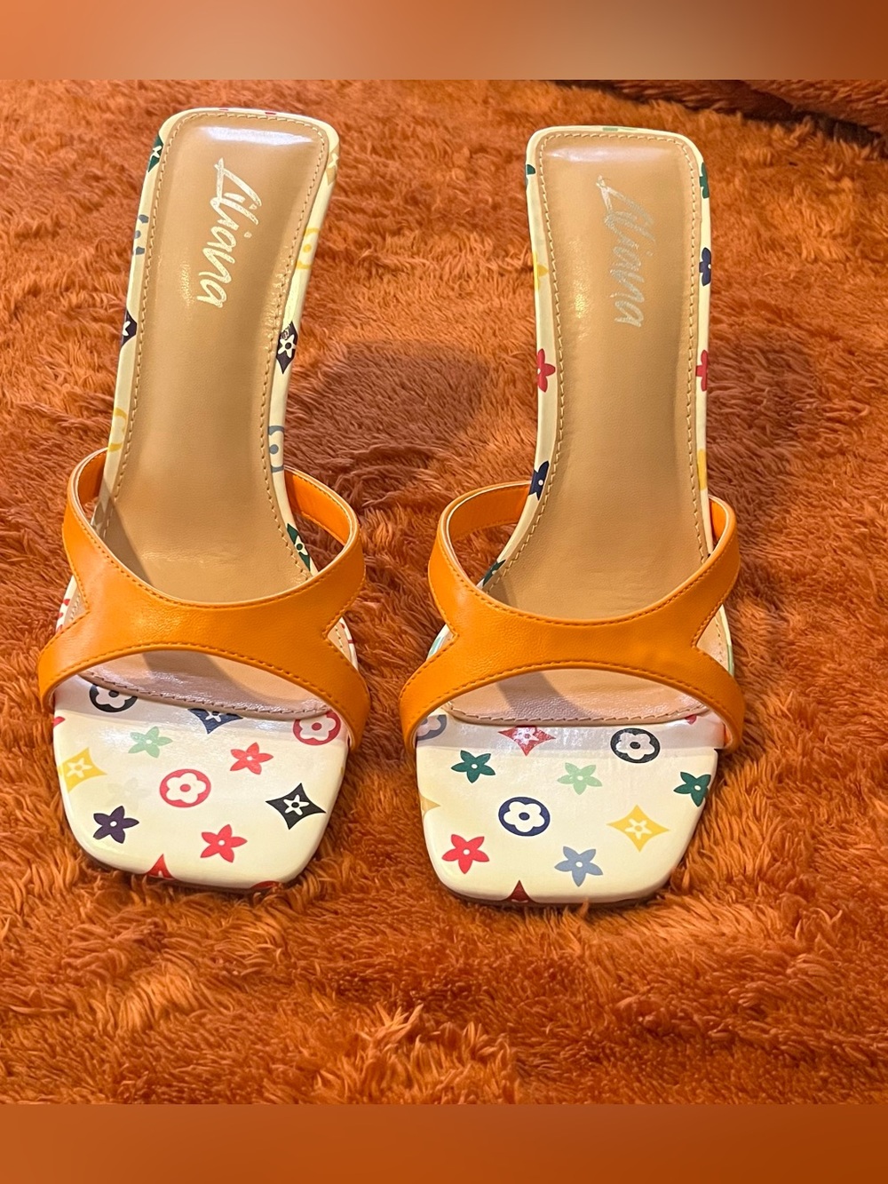 NWOB Orange Strappy Slide Sandals - Women's Fashion Slides